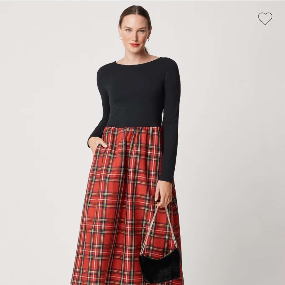 J. Crew Factory Long Sleeve Tartan Mixy Dress